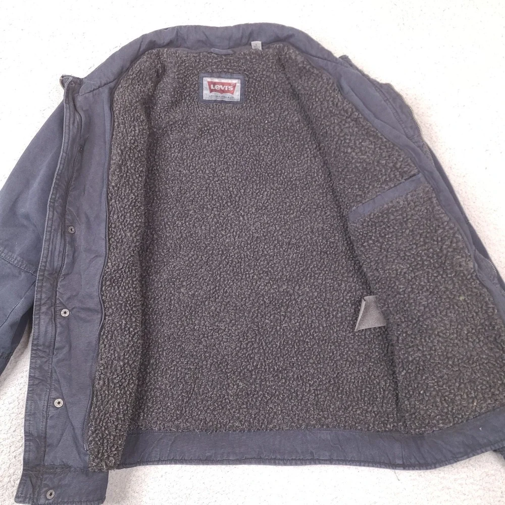 Levis Jacket Mens Small‎ Navy Blue Sherpa Lined Utility Grunge (Zipper Broken)